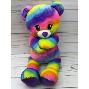 Build-A-Bear BAB Rainbow Friends Teddy Bear 16" Neon TieDye Plush Stuffed Animal